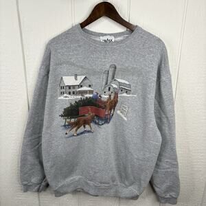 Vintage 90’s Grey Horse And Sleigh Crewneck Size Large